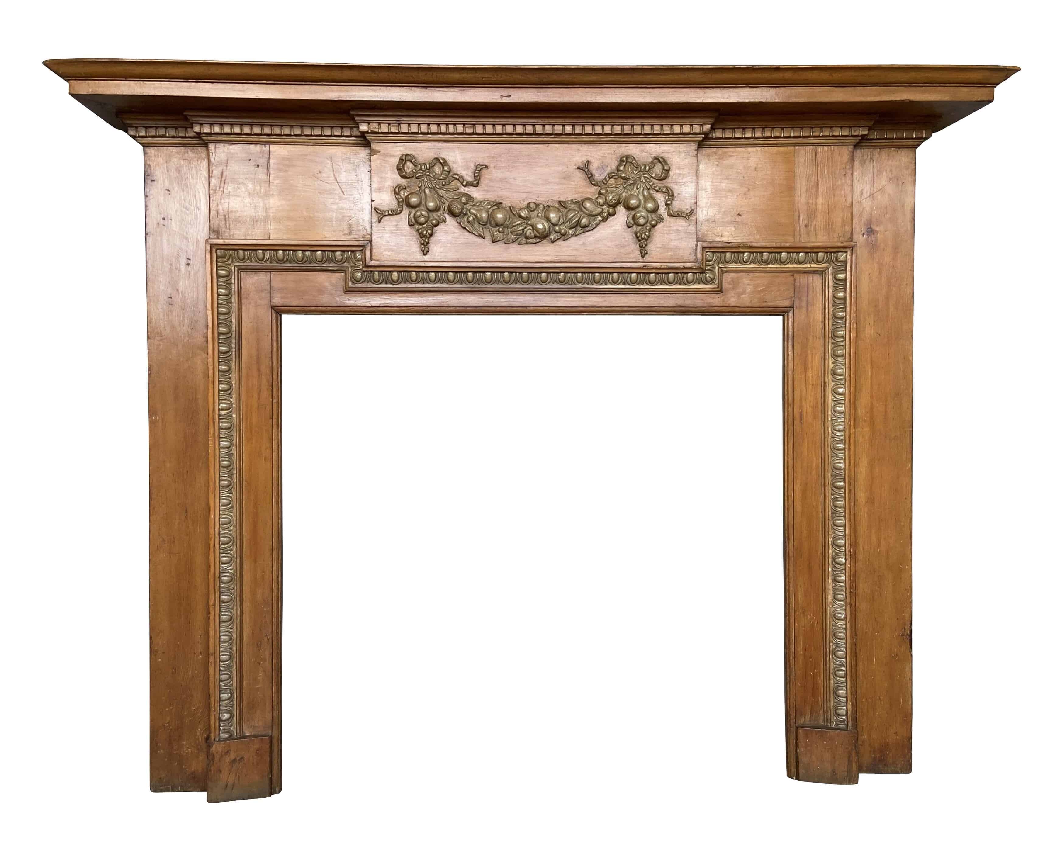 Early Victorian Wooden Fire Surround With Gesso Detailing