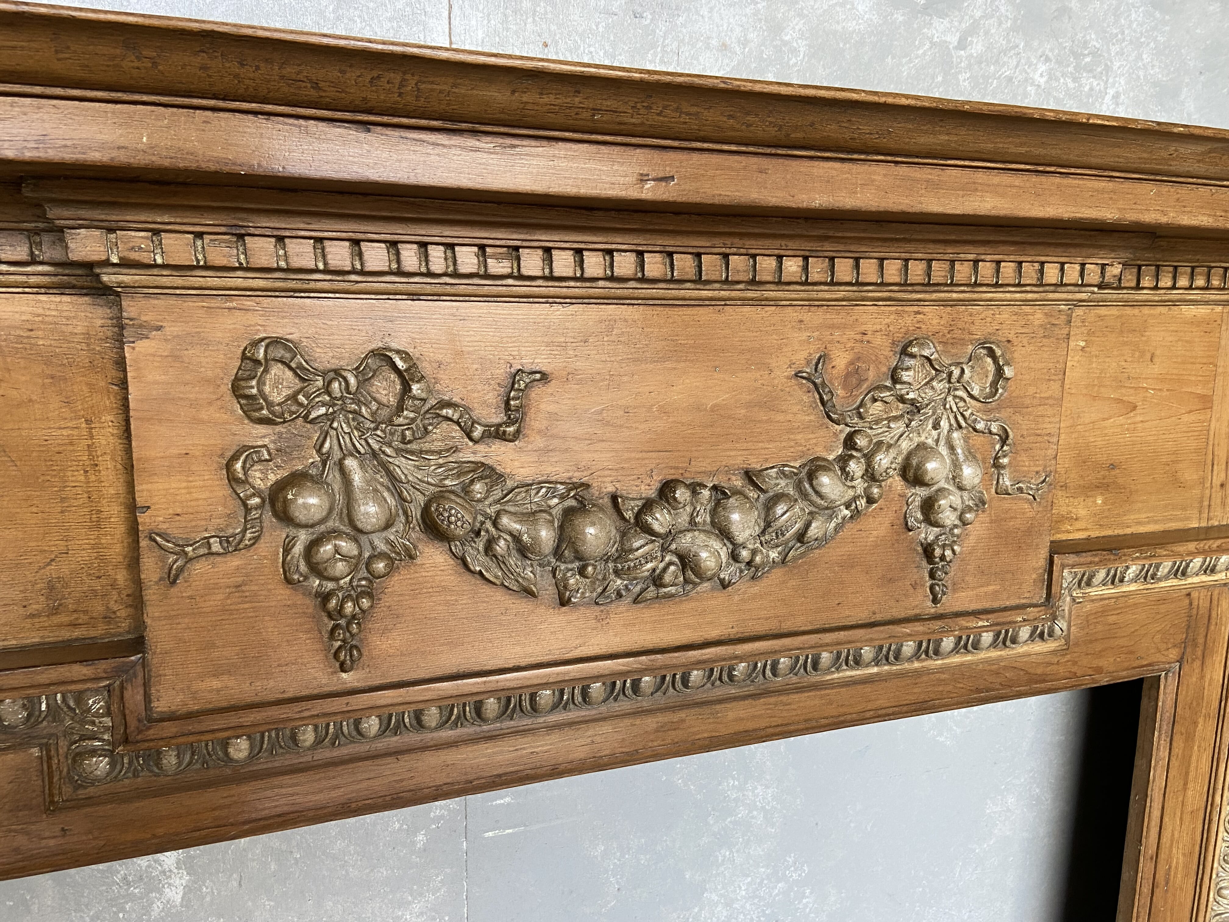 Early Victorian Wooden Fire Surround With Gesso Detailing