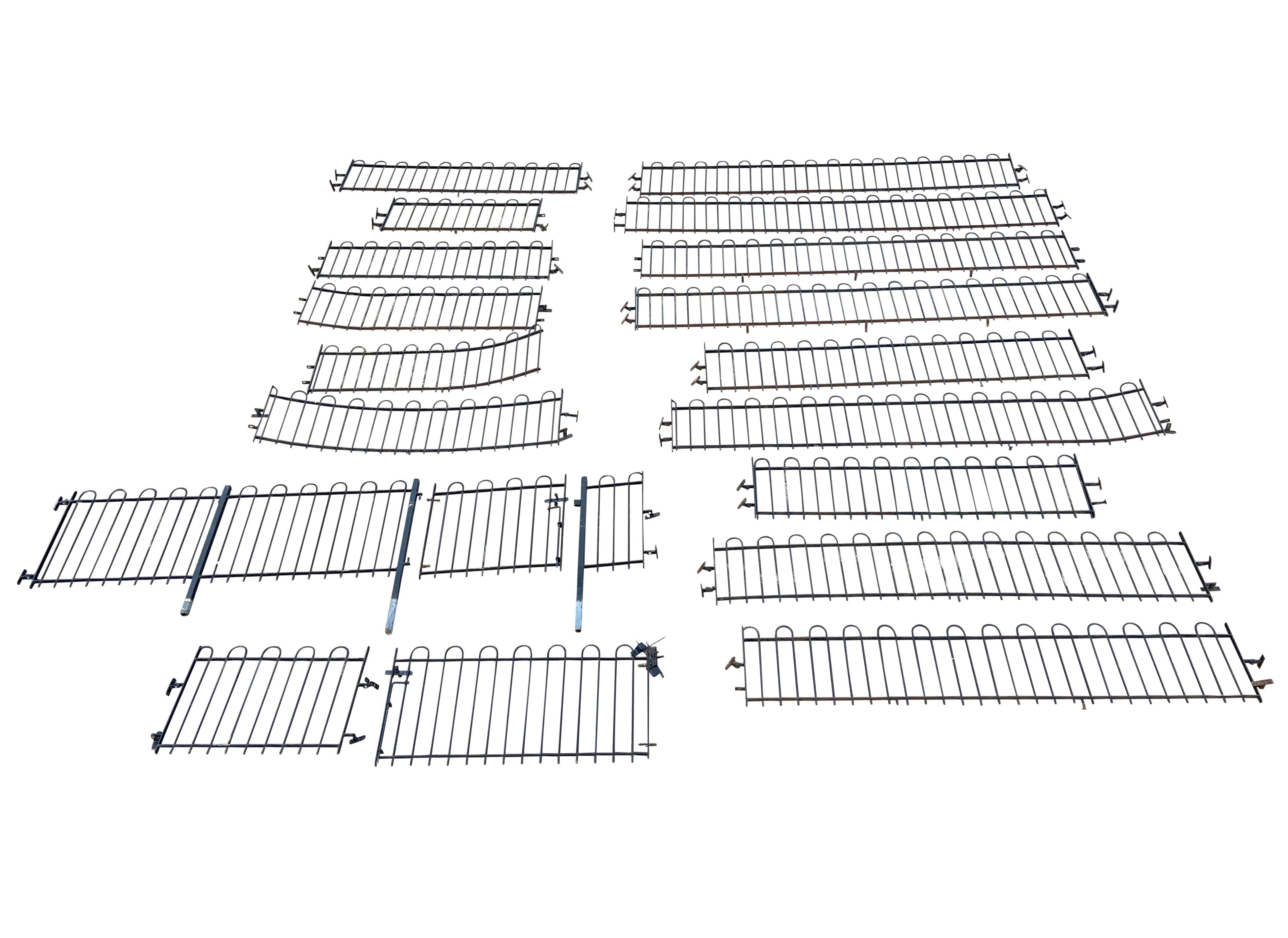 Job Lot Of Bow Top Steel Outdoor Garden Railings & Gates - 8510