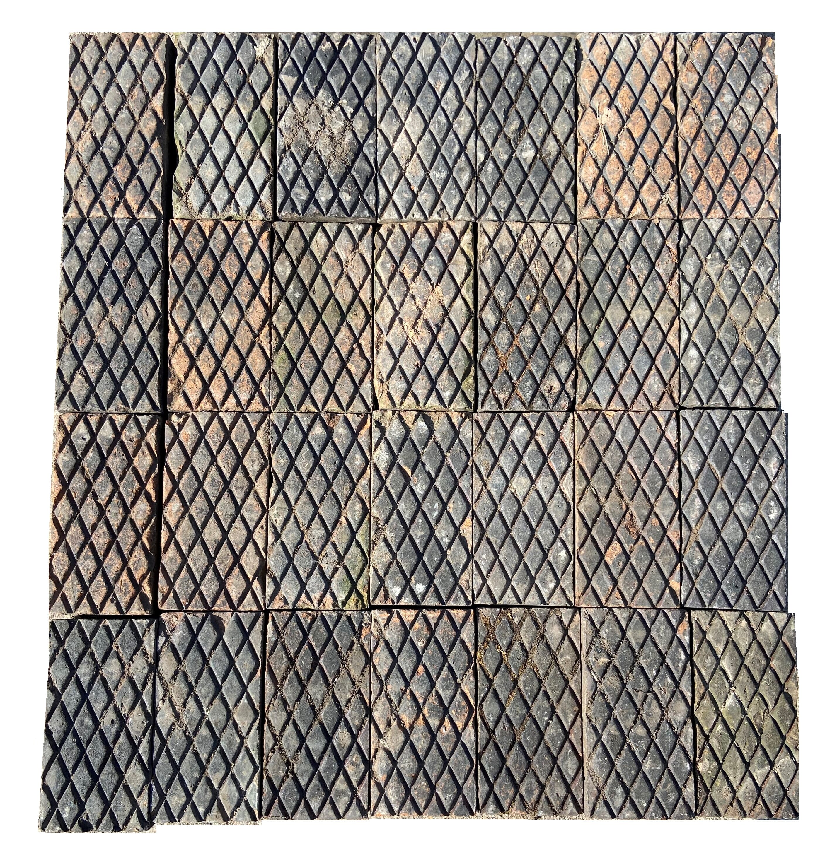 Job Lot of 570 Antique Victorian Diamond Pattern Pavers - 9628