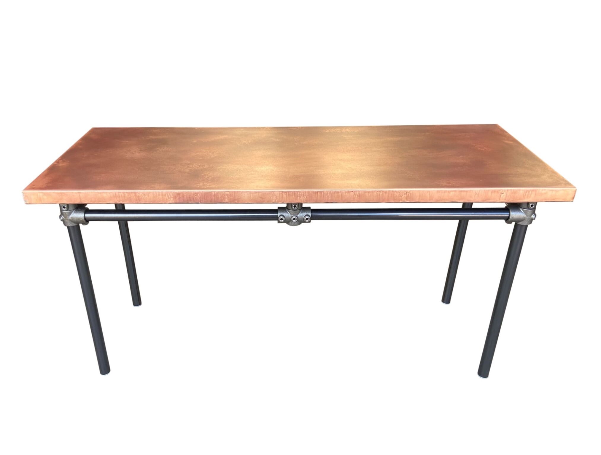 Bespoke Copper Top Industrial Table With Dark Metal Base - D1945