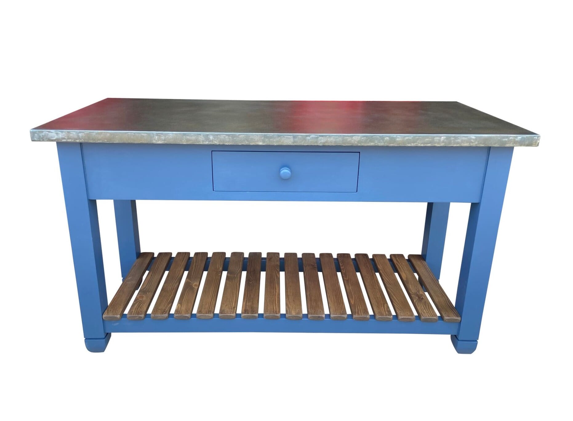 Bespoke Zinc Kitchen Unit With Pine Shelf and Drawer - D1951