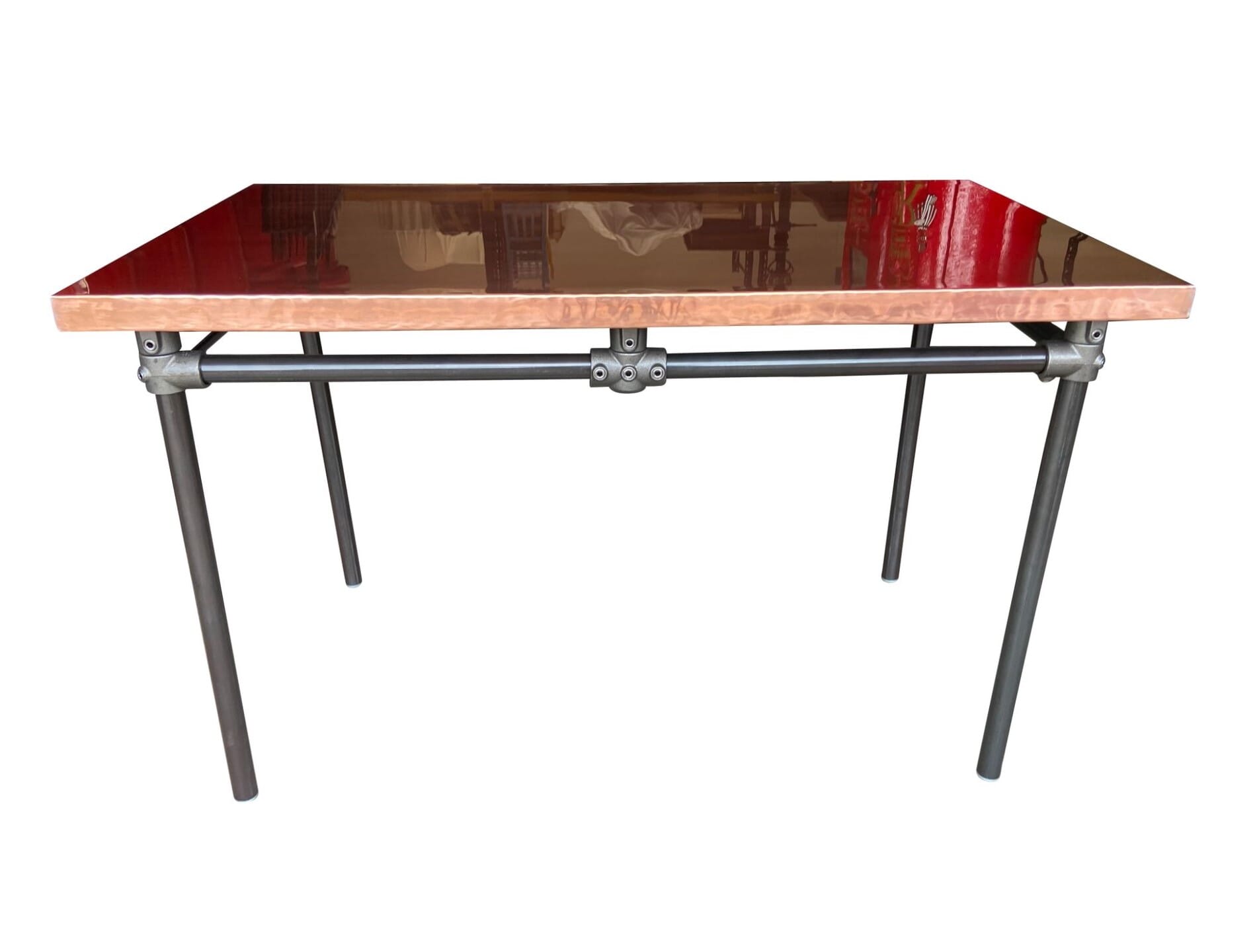 Handmade Copper Top Table With Industrial Dark Metal Base - D1958