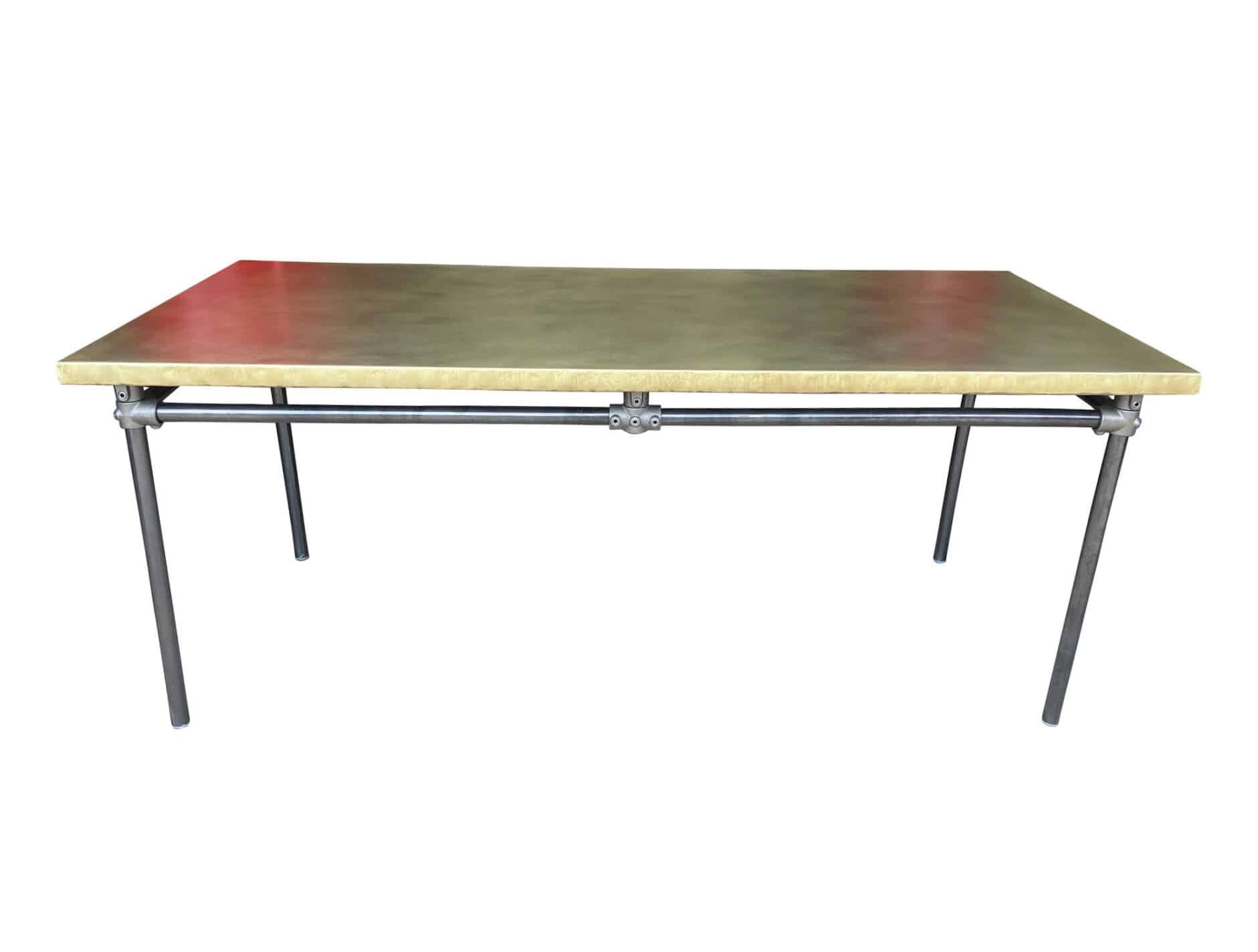 Bespoke Brass Top Industrial Table With Dark Metal Base
