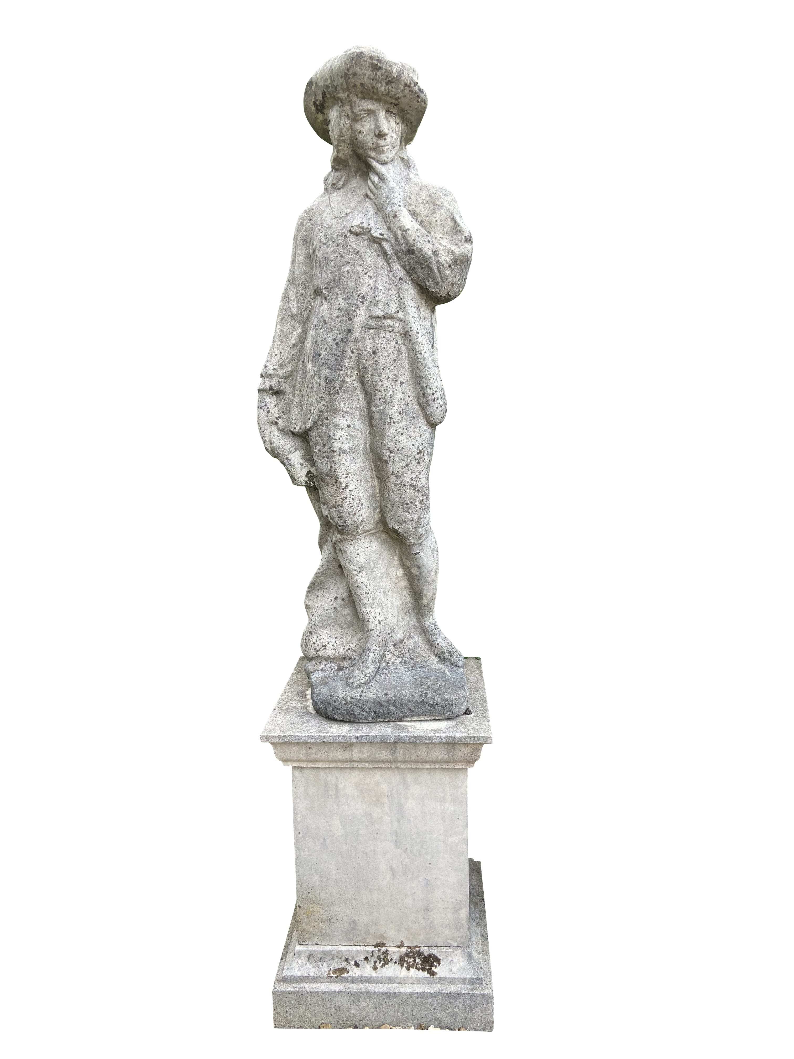 Vintage Chilstone Statue of a Young Man on a Plinth - 8694a