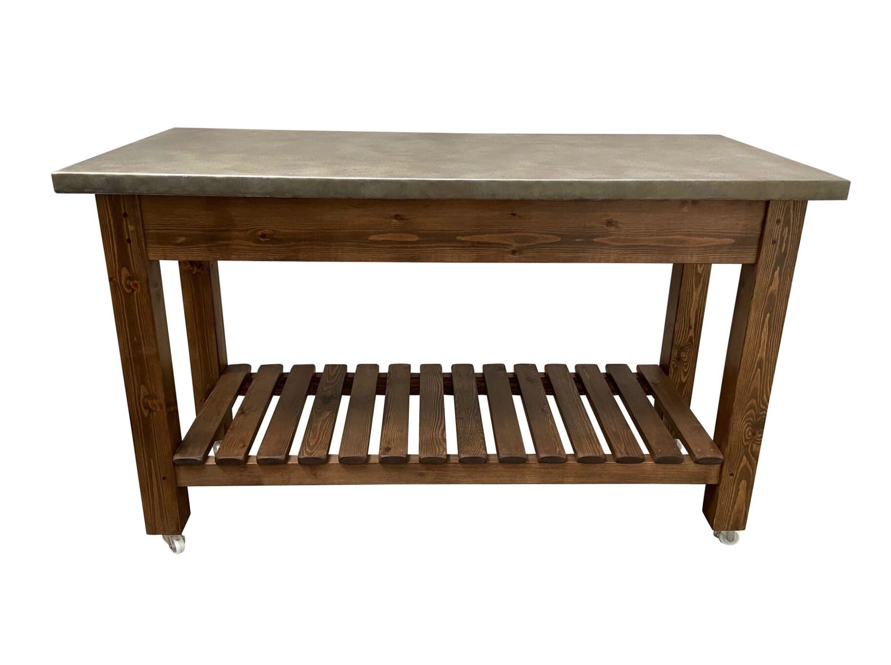 Bespoke Antique Zinc Kitchen Unit With Pine Slatted Shelf - D1971