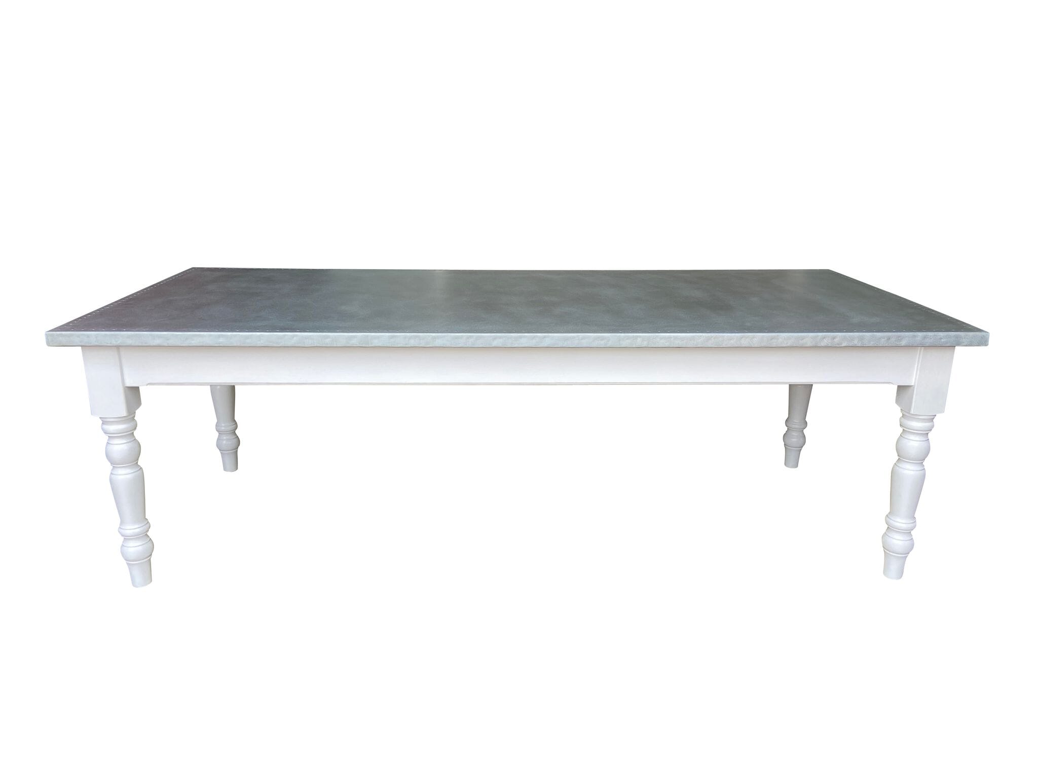 Bespoke Matt Zinc Top Kitchen Table With Nail Detailing - D1972