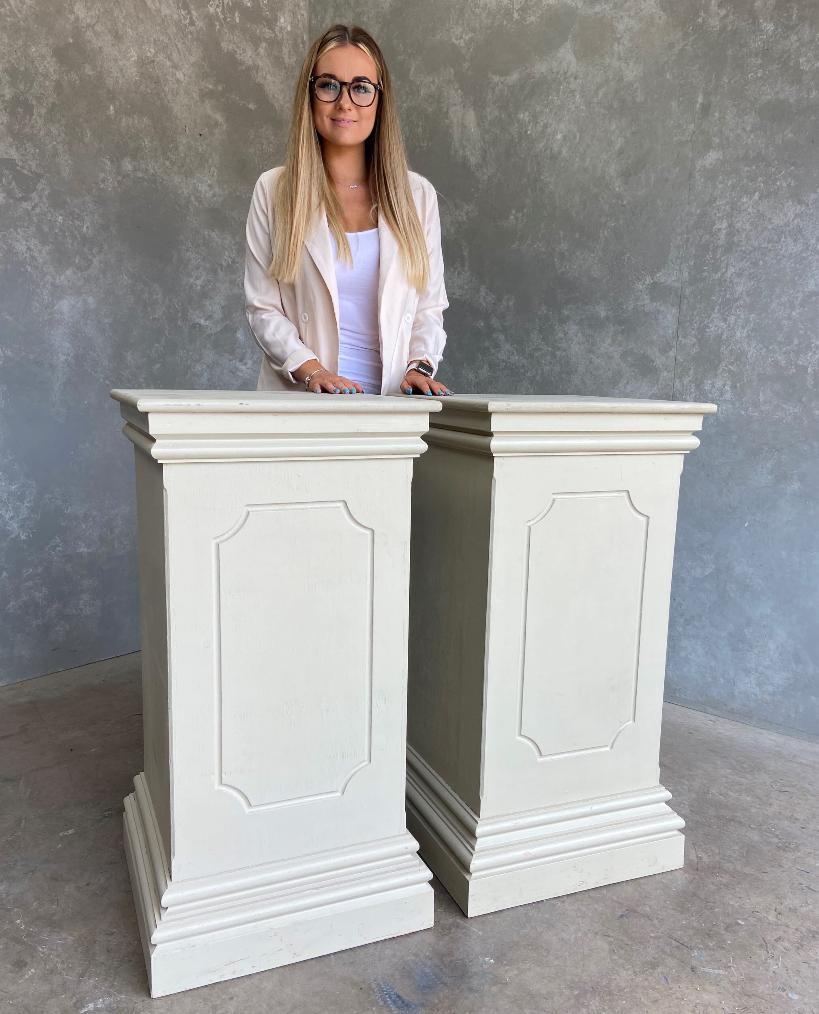 Pair of Reclaimed Wooden Plinths - 9662