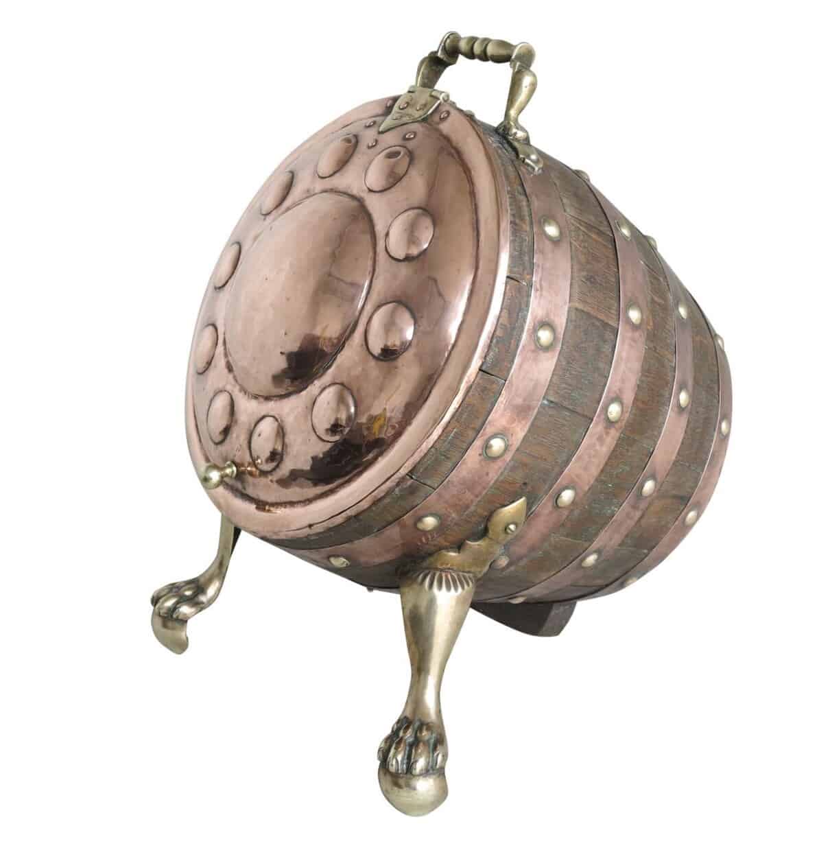 Original Copper & Oak Barrel Coal Scuttle