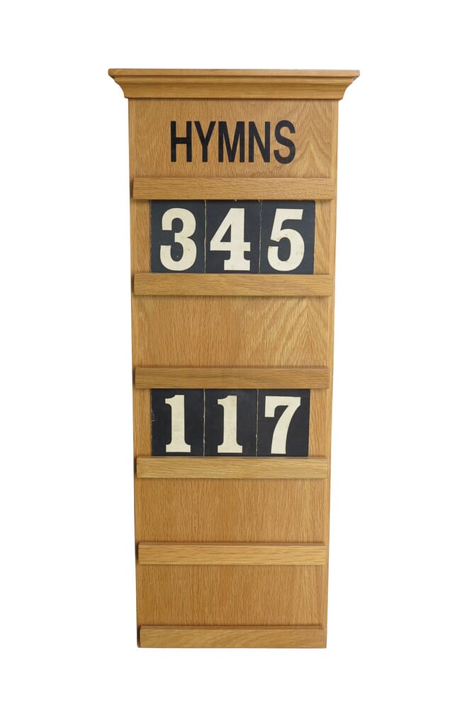 Original Oak Wall Mounted Church Hymn Board - 8556A
