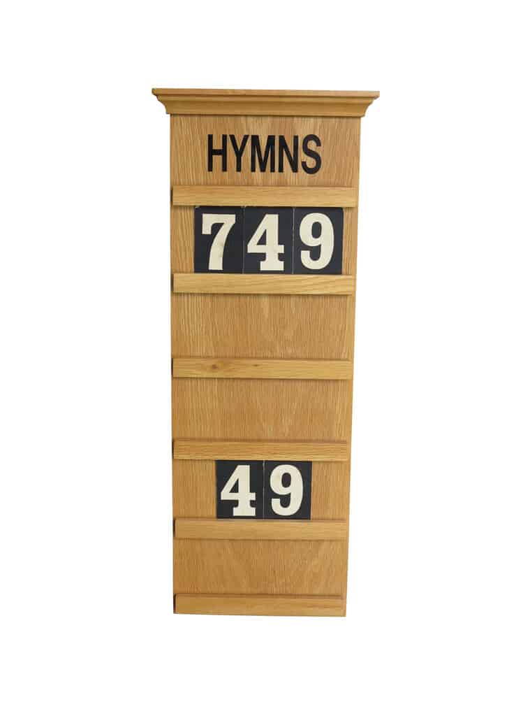 Original Wall Mounted Oak Church Hymn Board