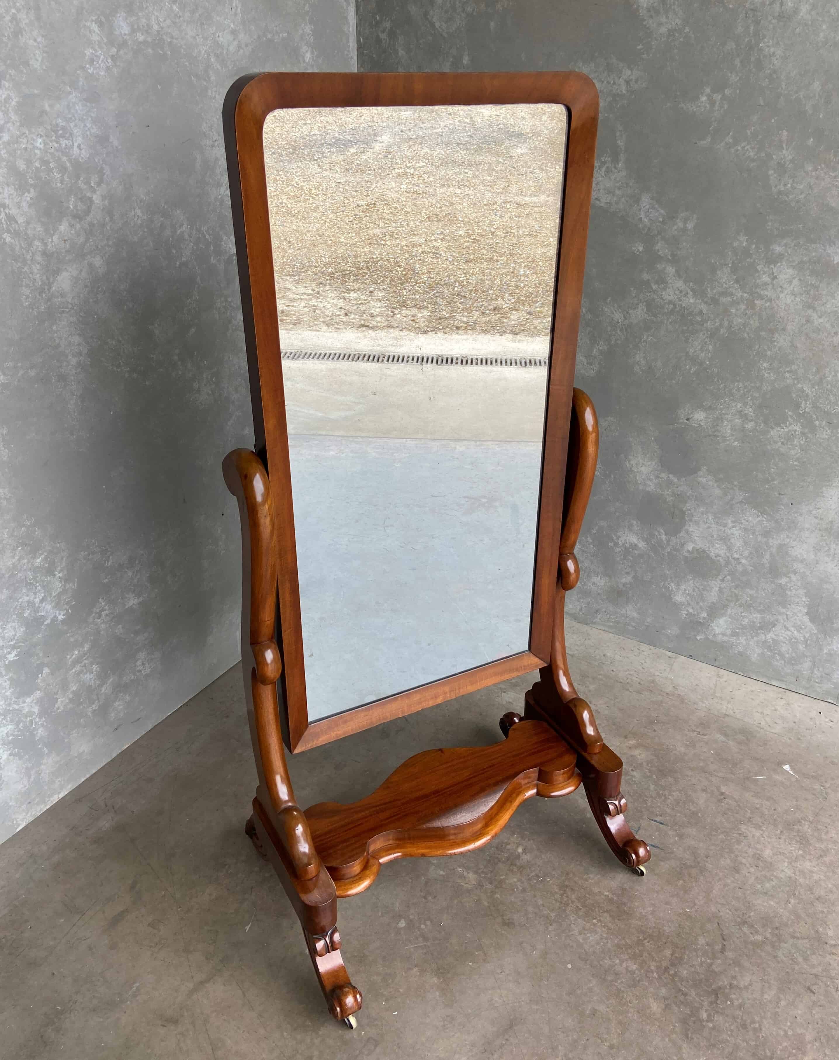 Antique 19th Century Mahogany Cheval Dressing Mirror