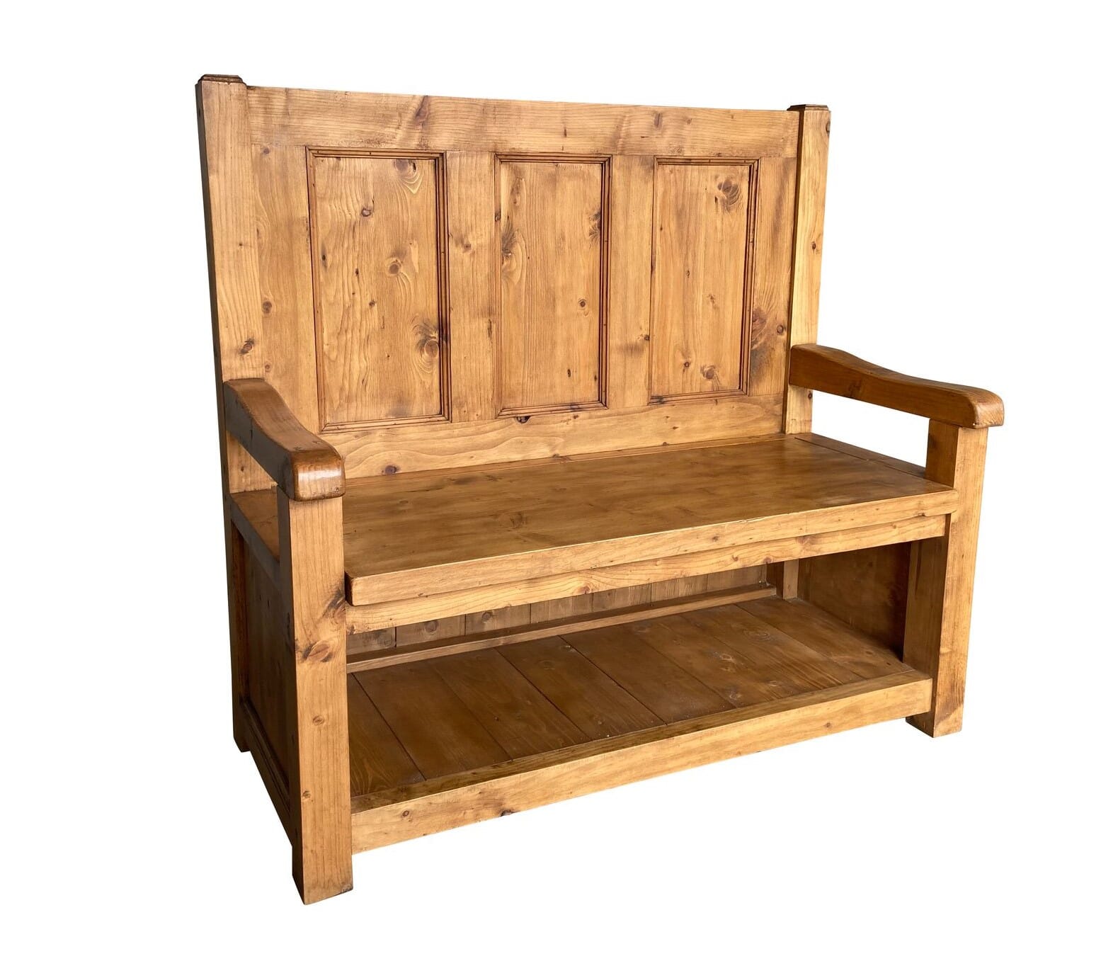 Reclaimed Pine Handmade Settle With Storage - 9677