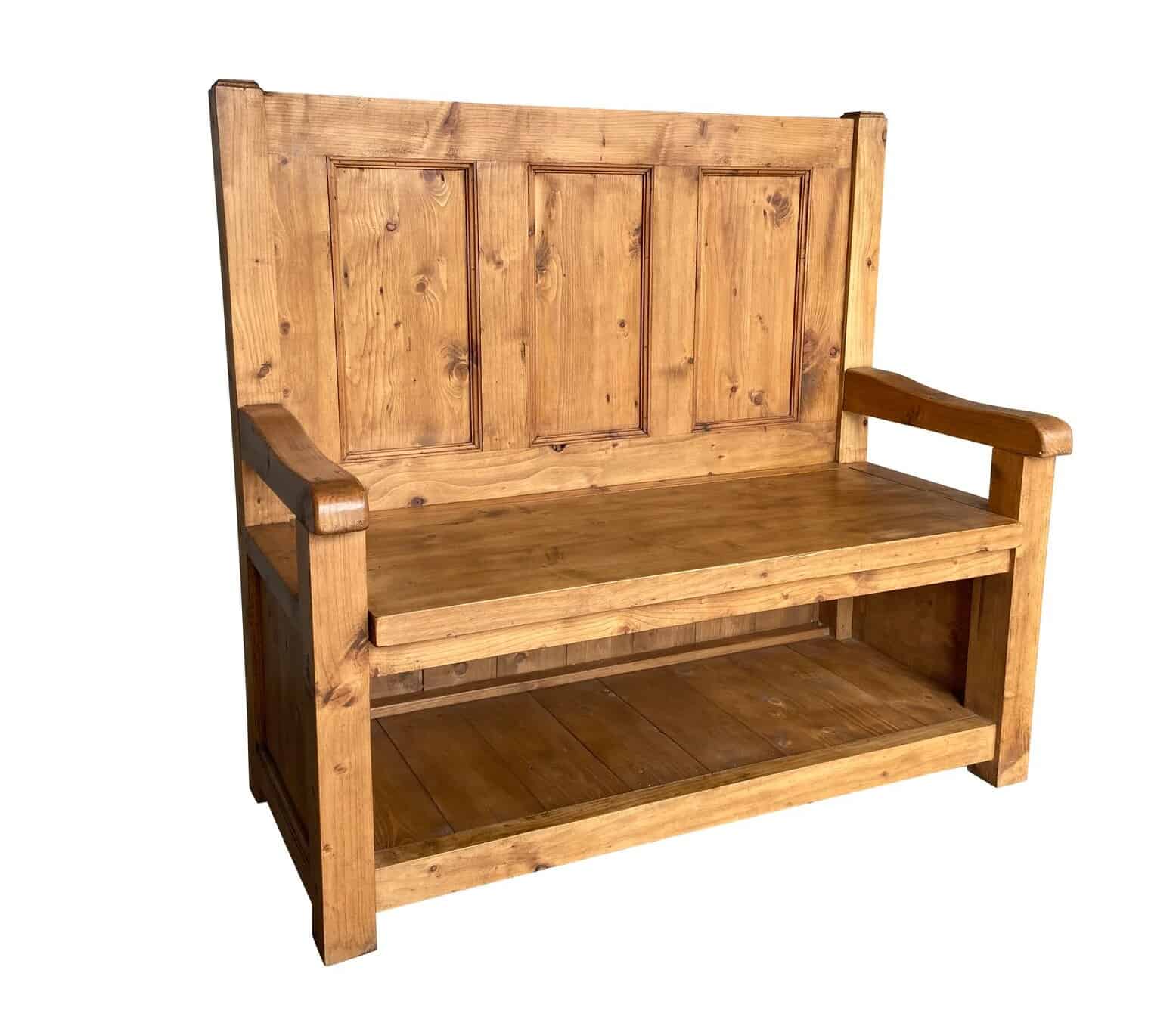Reclaimed Pine Handmade Settle With Storage