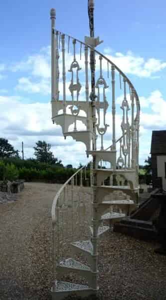 Antique Cast Iron Spiral Staircase with Large Balcony