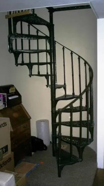 Antique Reclaimed Cast Iron Spiral Staircase with Balcony - 4110