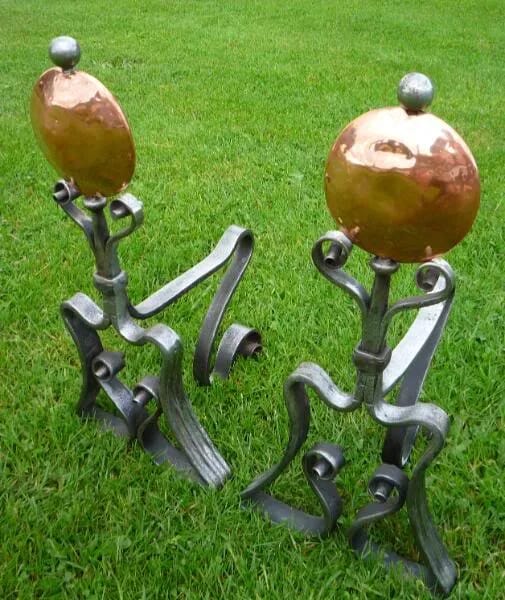 Pair of Original Arts & Crafts Antique Fire Dogs - 4120
