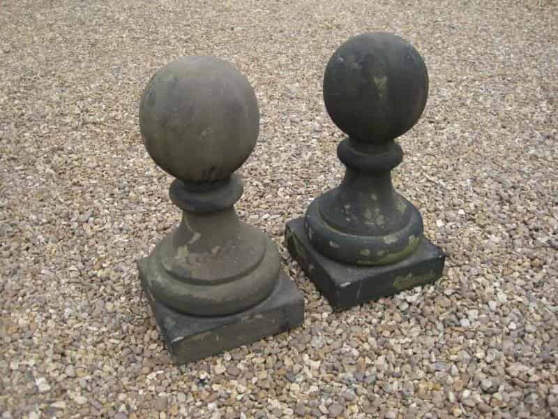 Large Pair of Antique Ball Pier Finials