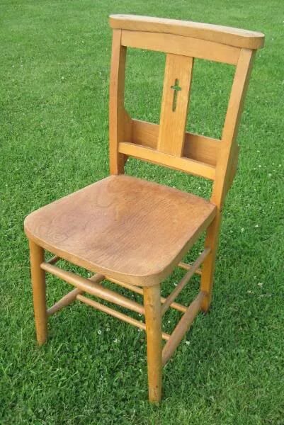 Antique Victorian Second Hand Church Chairs with Cross in rear - 4051