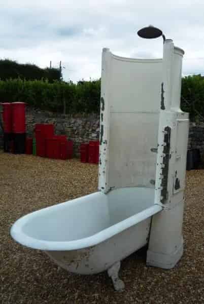 Antique reclaimed cast iron canopy shower bath