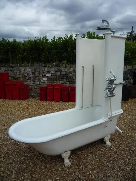 Antique salvaged cast iron canopy shower bath - 4142