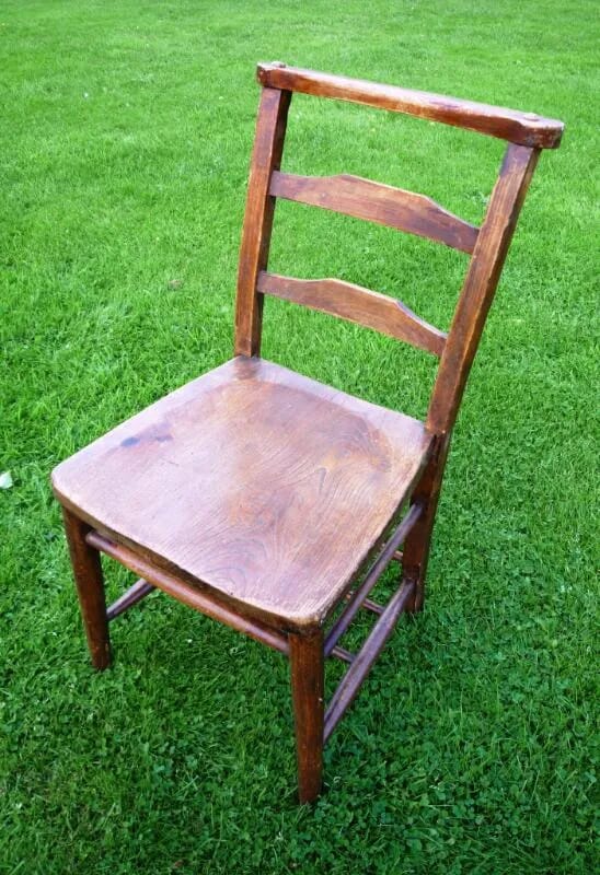 Antique dark coloured church chairs  - 4150