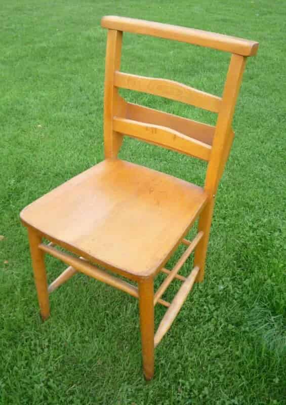 Antique light coloured church chairs 