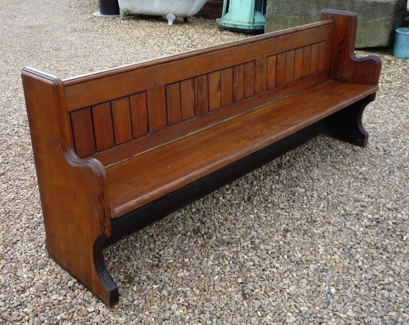 An antique reclaimed pitch pine church pew - Loughton in Essex - 4151