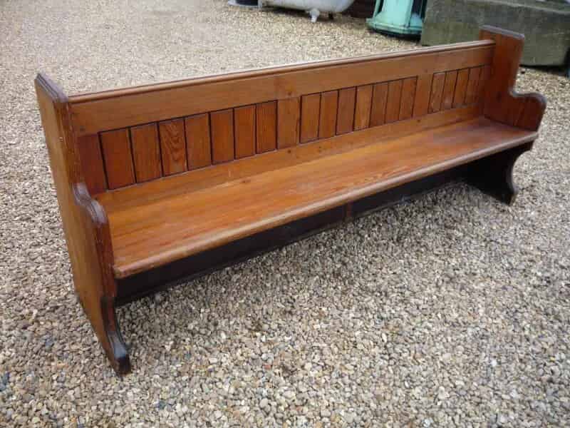 An antique reclaimed pitch pine church pew - Loughton church