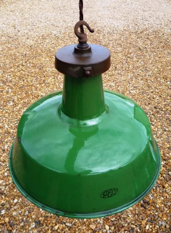 Medium Gec vitreous enamelled green warehouse lamps - 4213