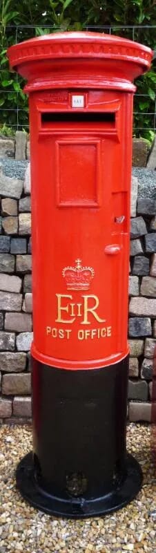 Original Royal Mail Cast Iron ER II Pillar Box Circa 1950s - 4130