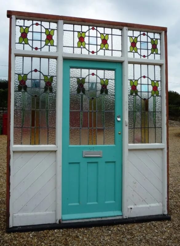 Art Deco reclaimed pine front door and surround - 4133