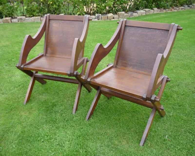 Pair of Excellent Antique Glastonbury Solid Oak Chairs