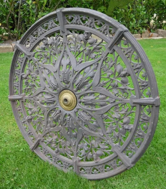 Antique Victorian Rare Gothic Cast Iron Ceiling Rose - 4254
