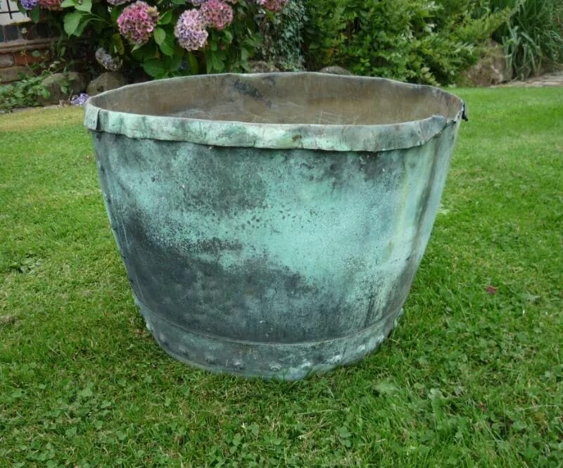Antique Reclaimed Victorian Copper Garden Plant Pot - 4252