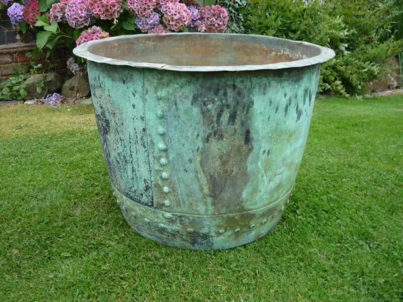Large Antique Victorian Copper Garden Plant Pot - 4251