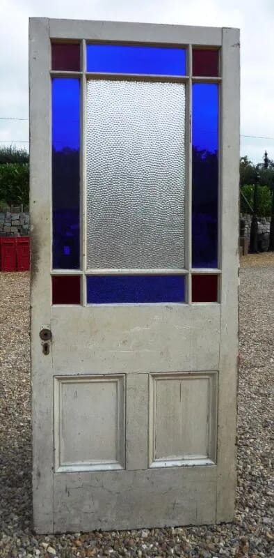 Original Salvaged Bristol Blue External Pine Front Door - 3406