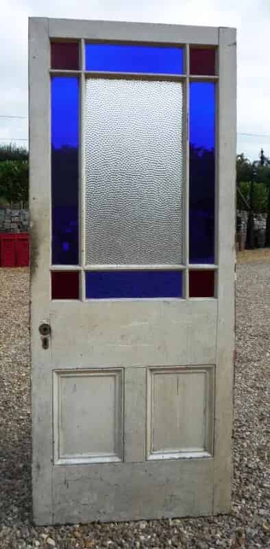 Original Salvaged Bristol Blue External Pine Front Door