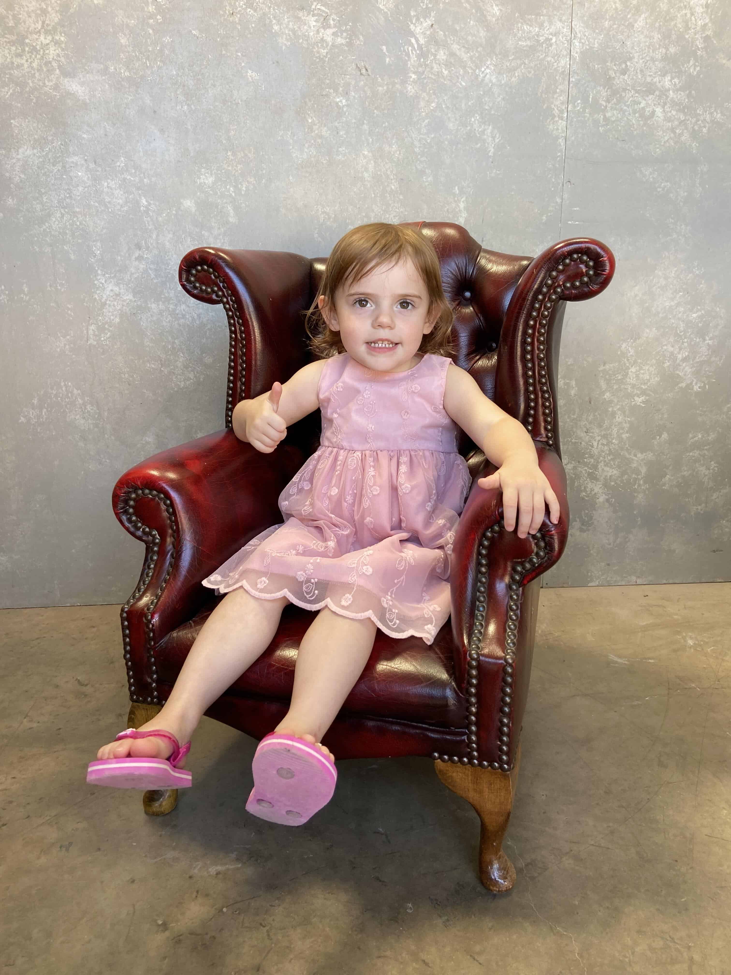 Children's Chesterfield Winged Back Chair in Ox Blood