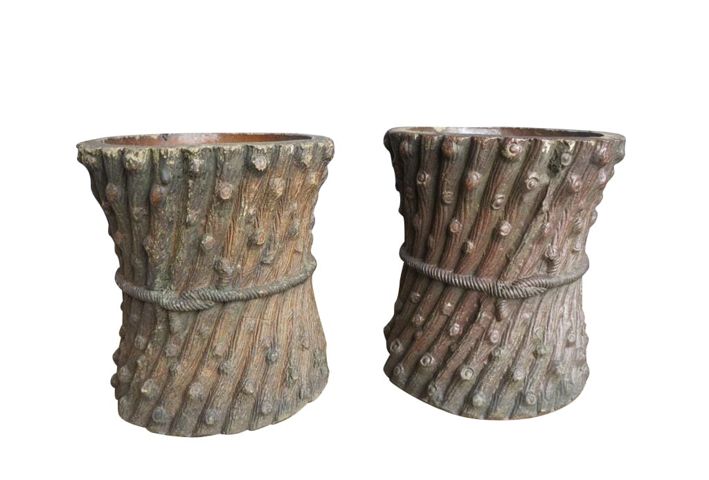 Pair of Antique Victorian Truncated Planters - 8959A