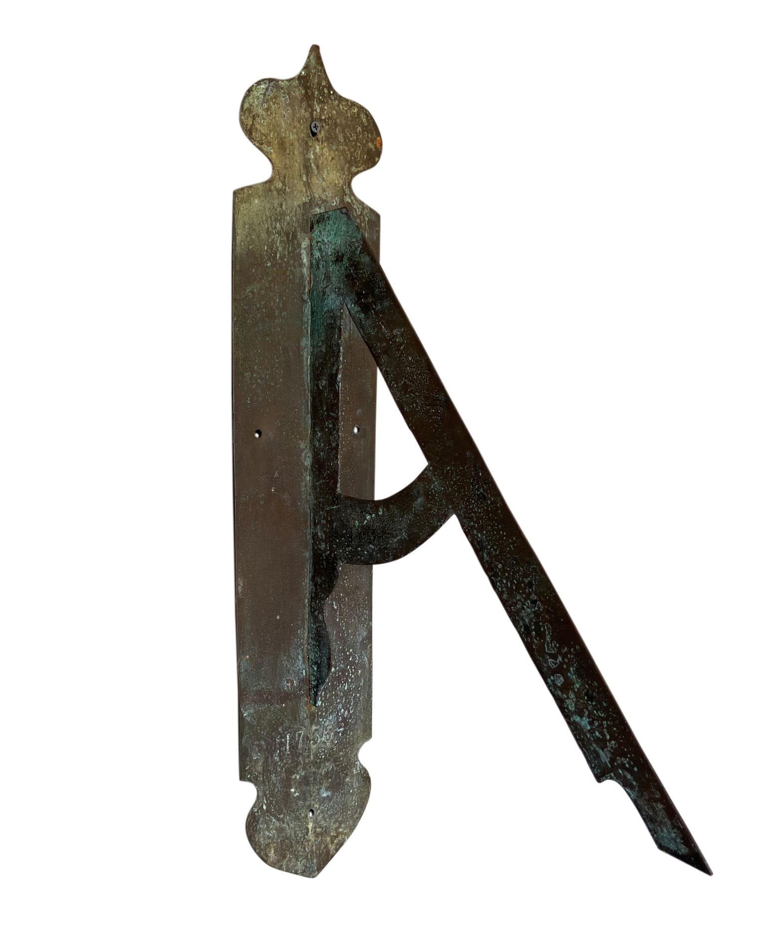 Antique 18th Century Brass Wall Mounted Gnomon - 9385