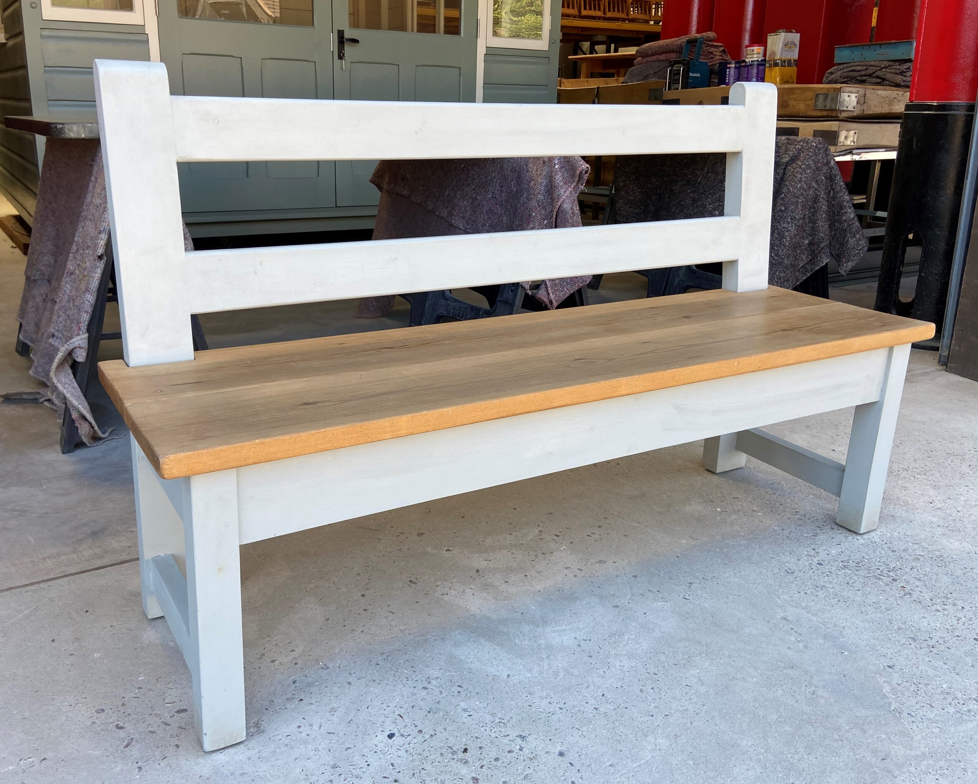 Ex Display Wooden Bench with Back - 9679