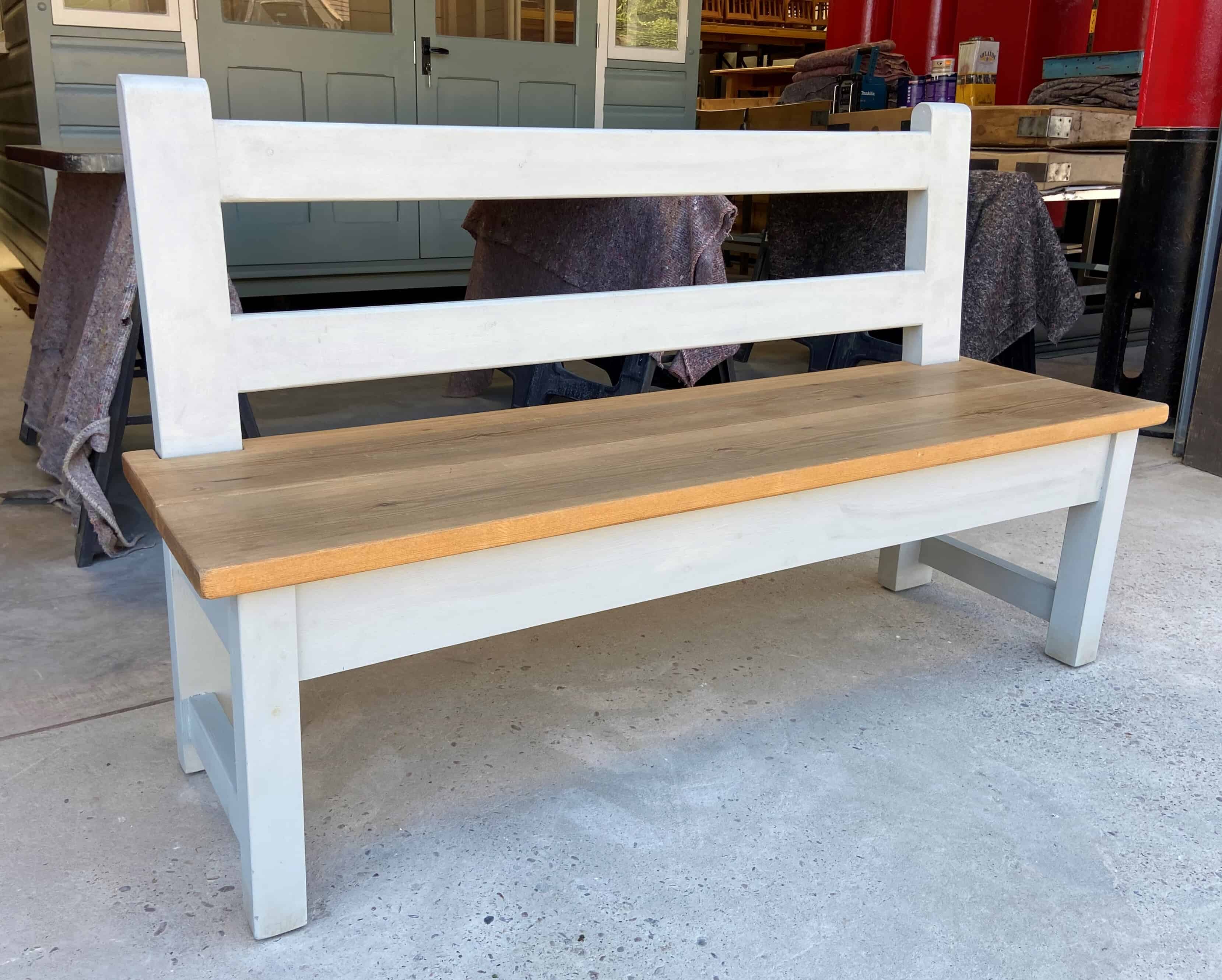 Ex Display Wooden Bench with Back