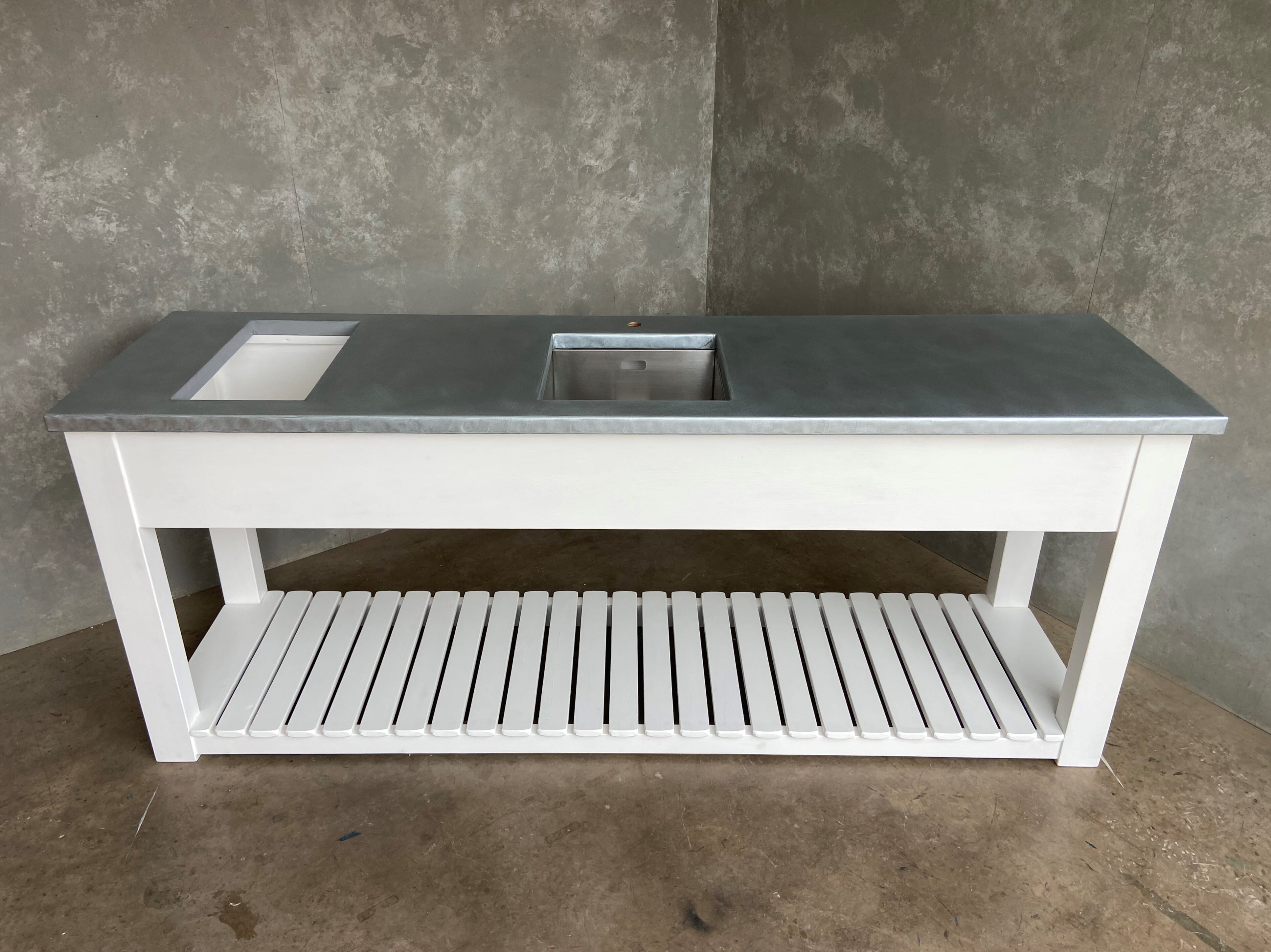 Bespoke Zinc Kitchen Unit With Sink and Hob Cut Out - D2016