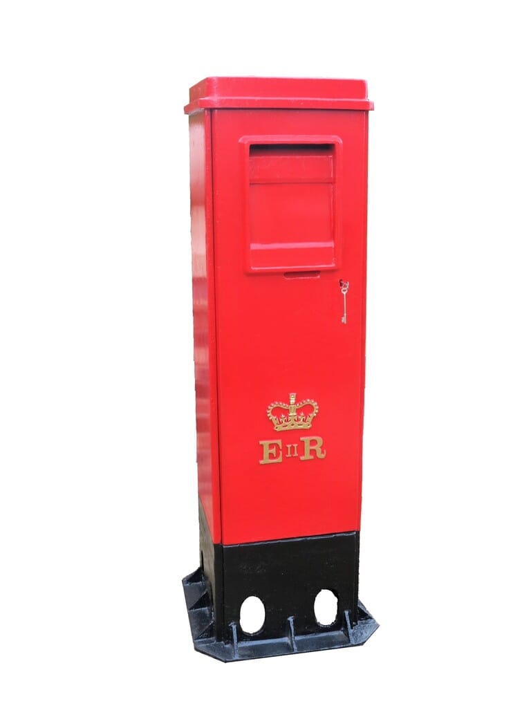 Rare Cast Iron Square ER II Pillar Box with Two Doors - 8357