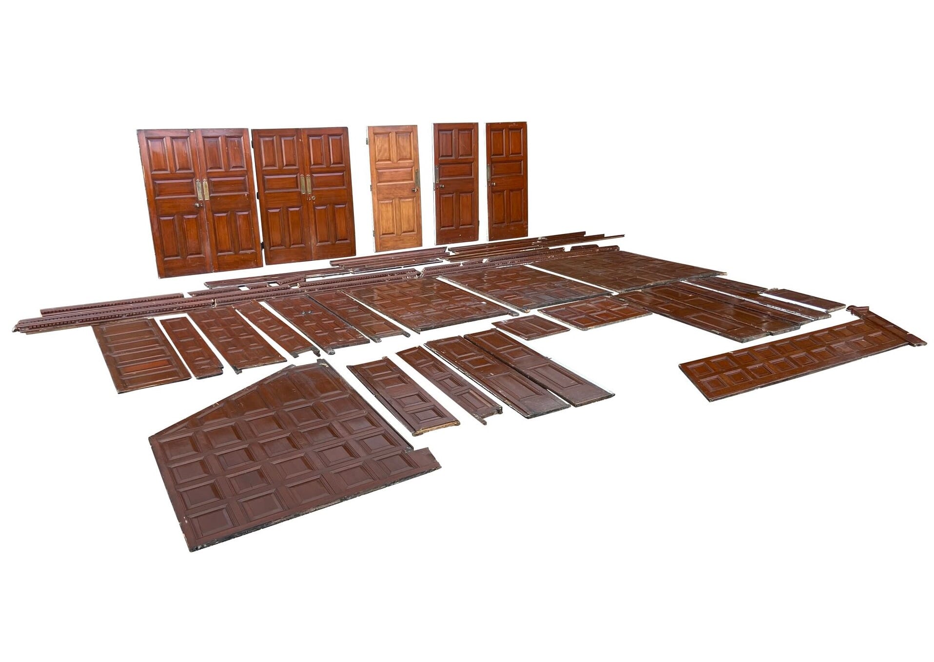 Reclaimed Solid Hardwood Wall Panelling and 5 Doors - 9717