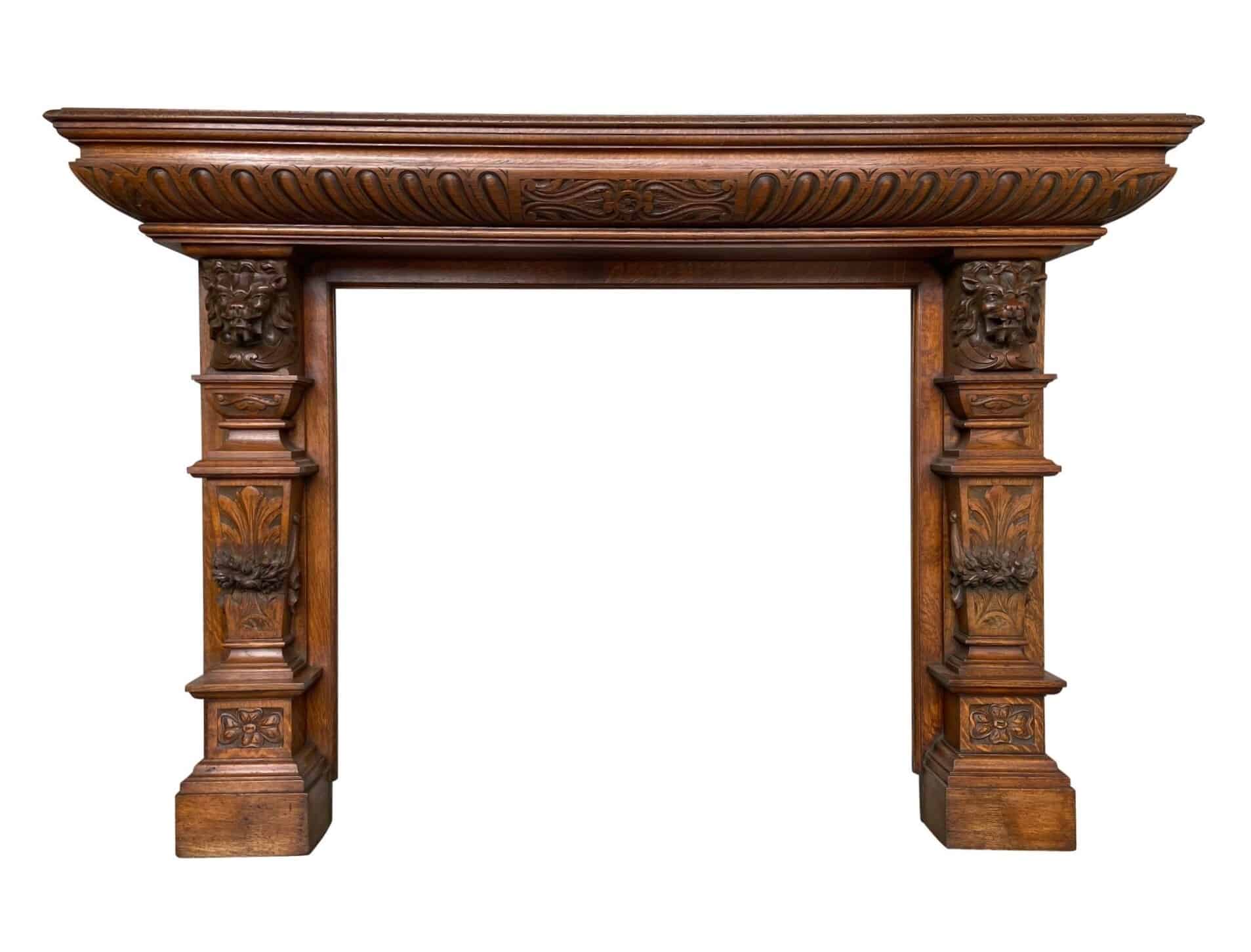 Grand Scale Solid Oak Victorian Wooden Fire Surround