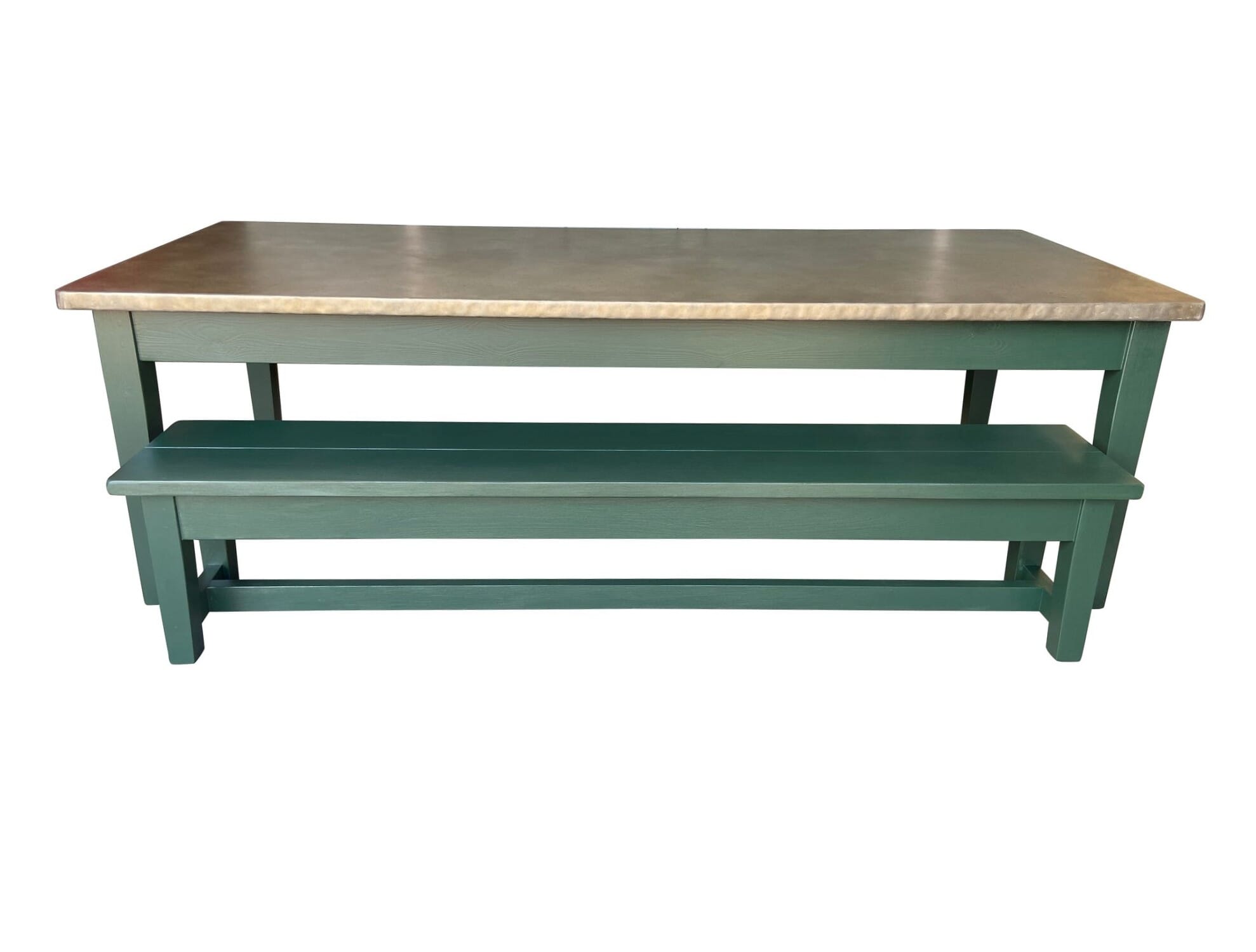 Bespoke Antique Zinc Top Dining Table and Bench - D2027