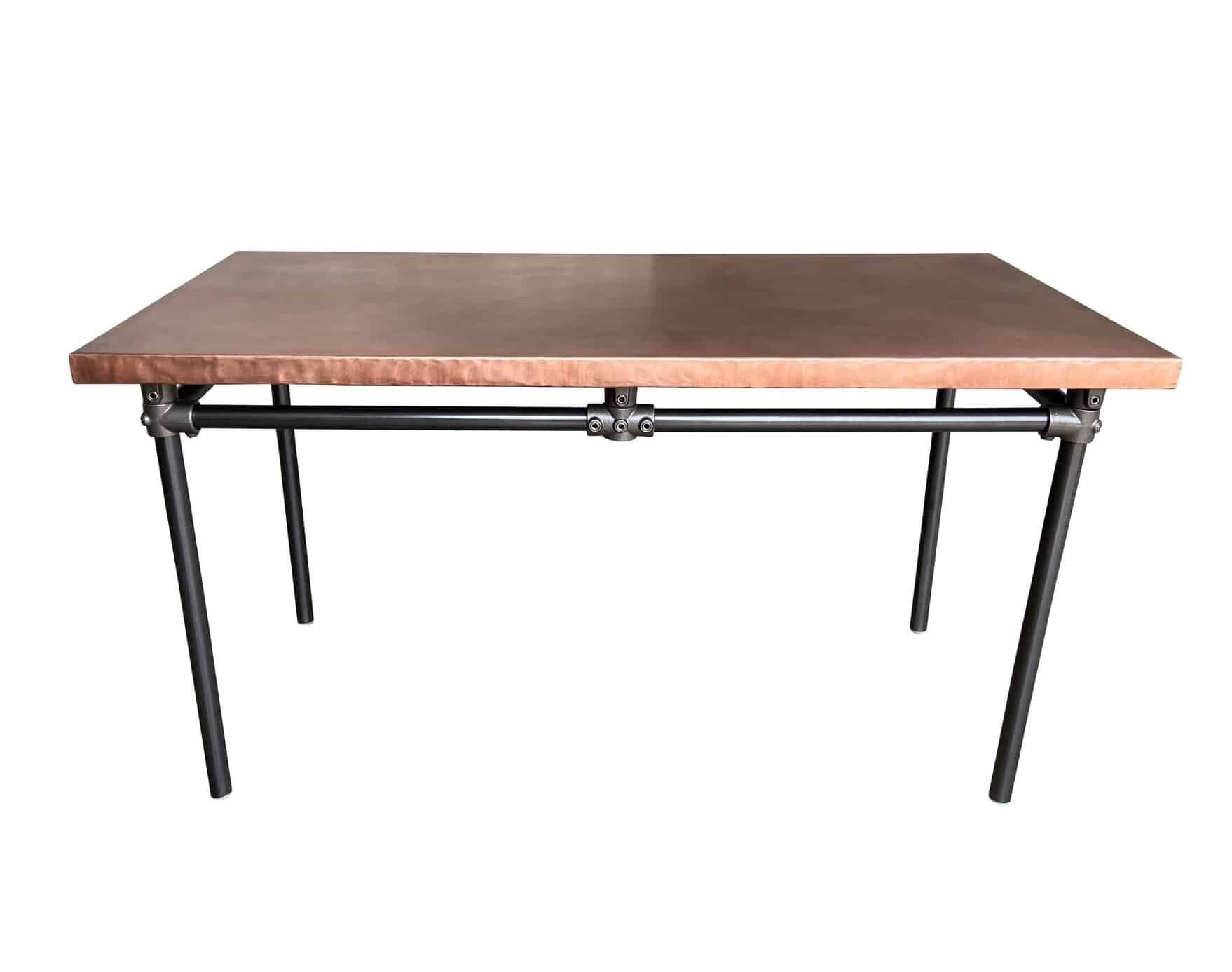 Bespoke Copper Top Table With Industrial Dark Metal Base