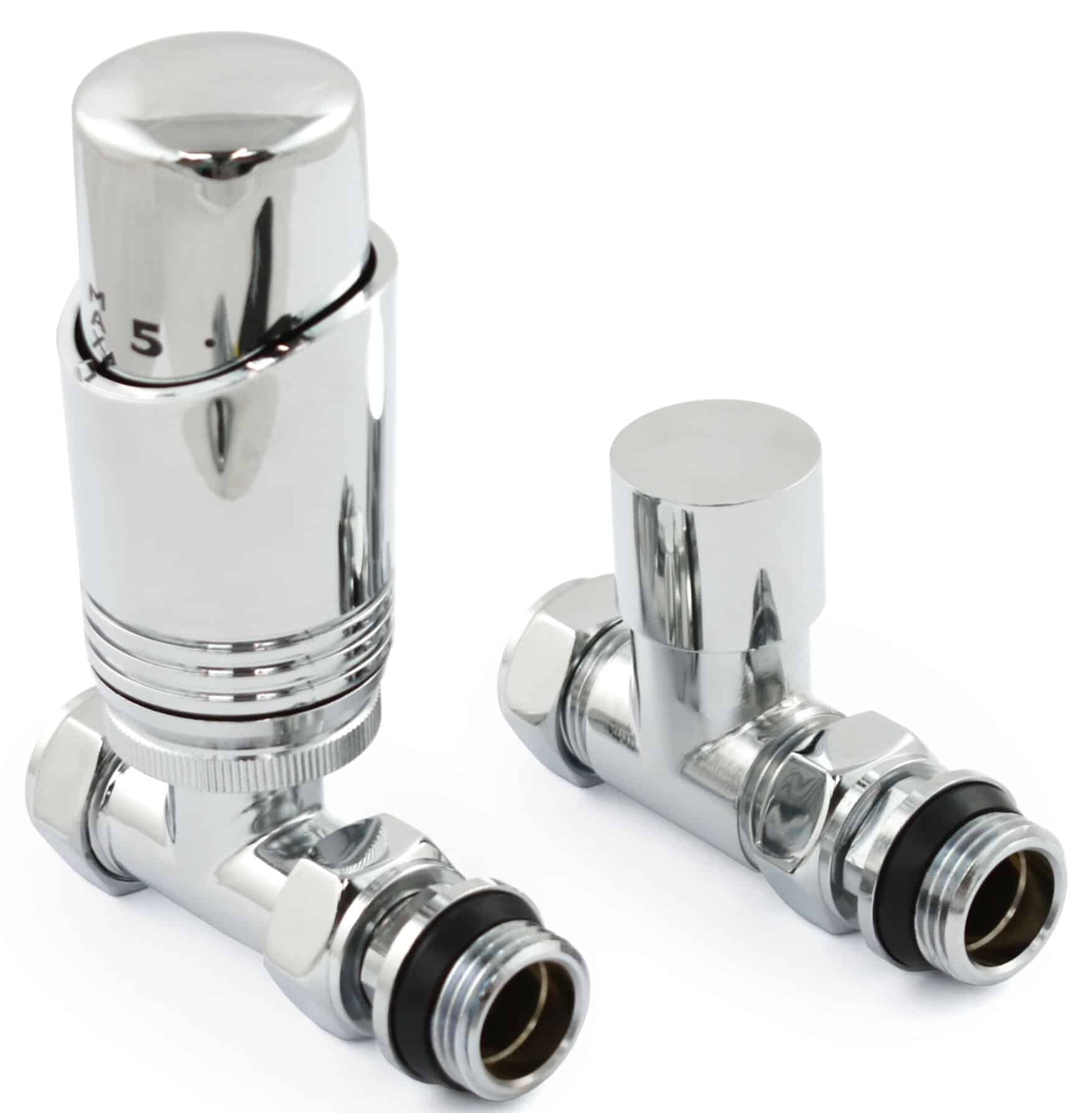 Delta Thermostatic Straight Chrome Radiator Valves